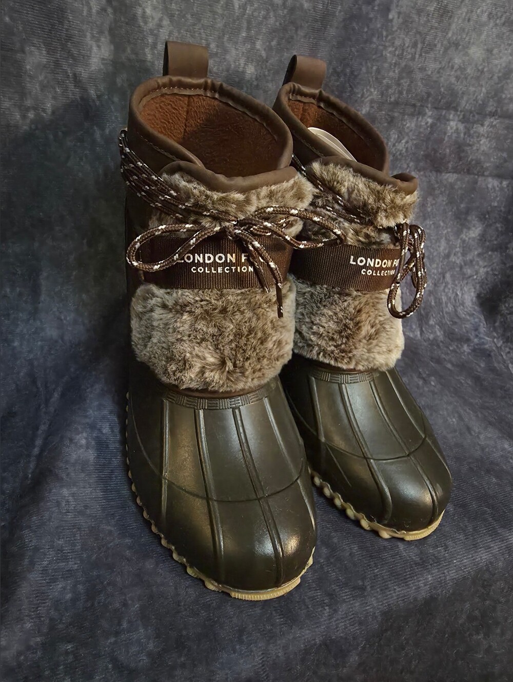 LONDON FOG Womens Size 9 Whisper W/ FUR Duck Boot Rare Dark Brown